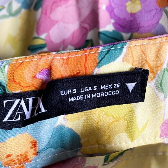 NWT Zara Soft  Colours Ester Floral Wide Leg High Waist Pants S - Picture 8 of 8